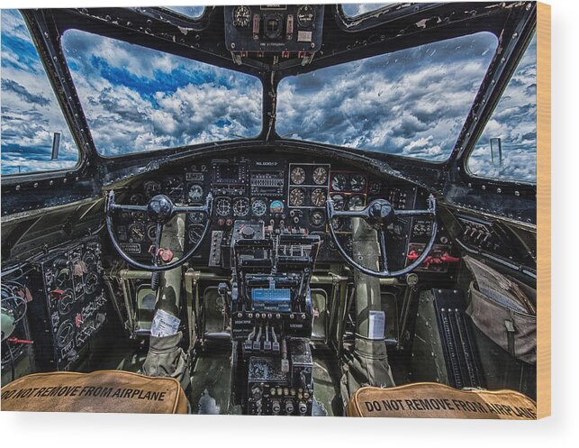 B17 Wood Print featuring the photograph B-17 Cockpit #2 by Mike Burgquist