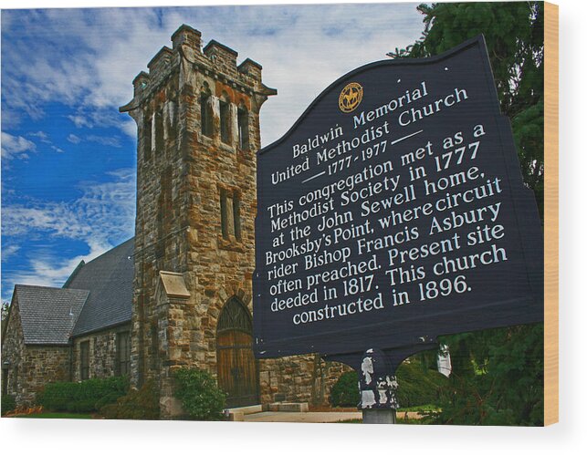 Church Wood Print featuring the photograph Baldwin Memorial Church 1777-1977 #2 by Andy Lawless