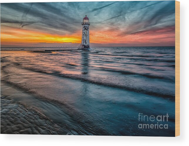 Sunset Wood Print featuring the photograph Beach Sunset #2 by Adrian Evans