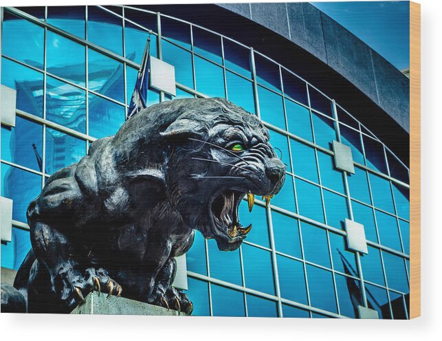 Action Wood Print featuring the photograph Black Panther Statue #2 by Alex Grichenko
