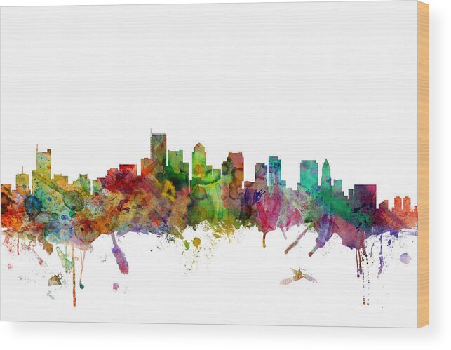 United States Wood Print featuring the digital art Boston Massachusetts Skyline #2 by Michael Tompsett