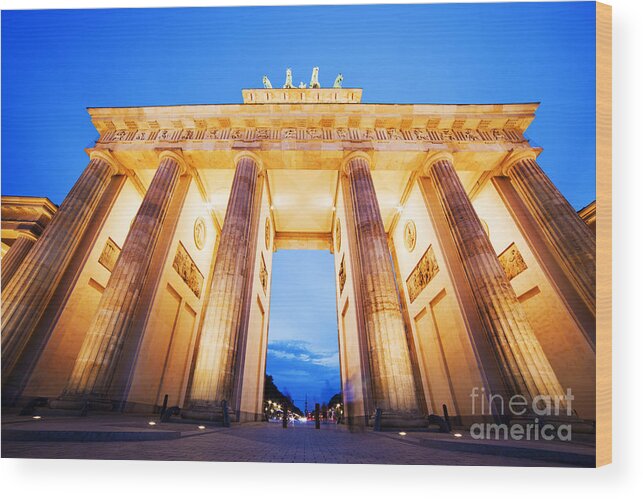 Brandenburg Wood Print featuring the photograph Brandenburg Gate Berlin Germany #2 by Michal Bednarek