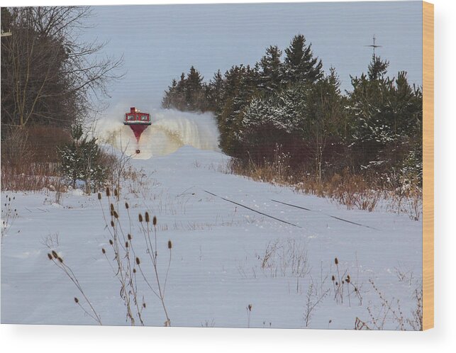 Canadian Pacific Snow Plow Wood Print featuring the photograph Canadian pacific snow plow #2 by Nick Mares