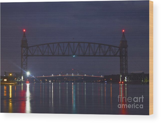 Cape Cod Canal Wood Print featuring the photograph Cape Cod Canal Train Bridge #2 by Amazing Jules