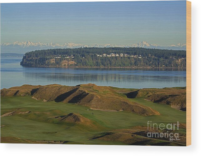 Chambers Bay Golf Course Wood Print featuring the photograph Chambers Bay Golf Course - University Place - Washington by Yefim Bam