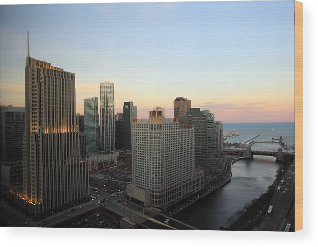 Tranquility Wood Print featuring the photograph Chicago River Mouth #2 by J.castro