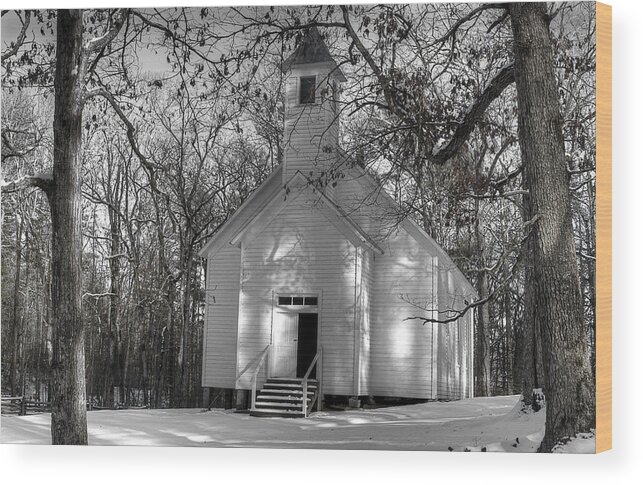 Cades Cove Church Wood Print featuring the photograph Church In The Cove by Michael Eingle