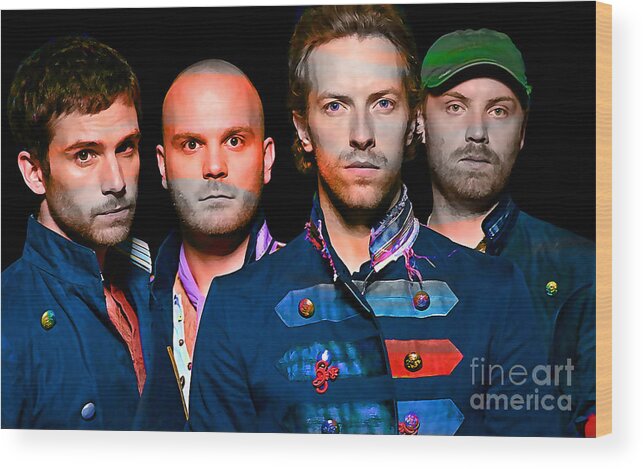 Coldplay Paintings Wood Print featuring the mixed media Coldplay #2 by Marvin Blaine