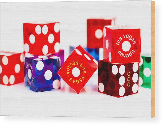 Las Vegas Wood Print featuring the photograph Colorful Dice by Raul Rodriguez