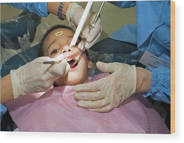 Give Kids A Smile Wood Print featuring the photograph Dental Care For Children #2 by Jim West