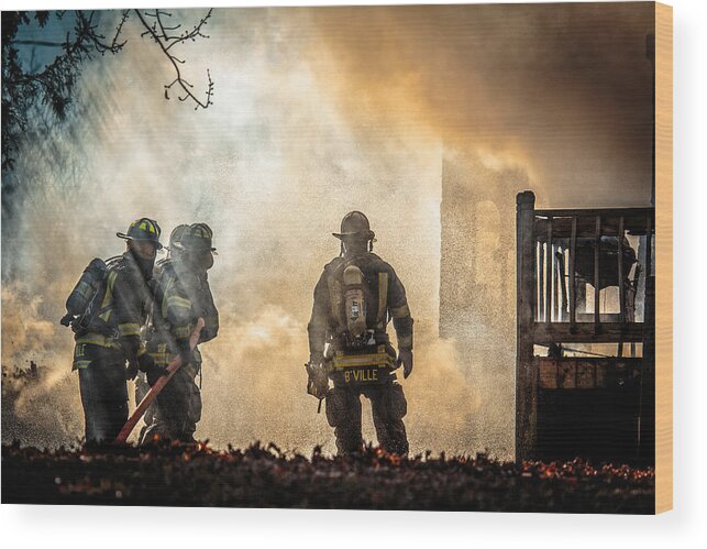 Fire Wood Print featuring the photograph Firefighters #2 by Everet Regal