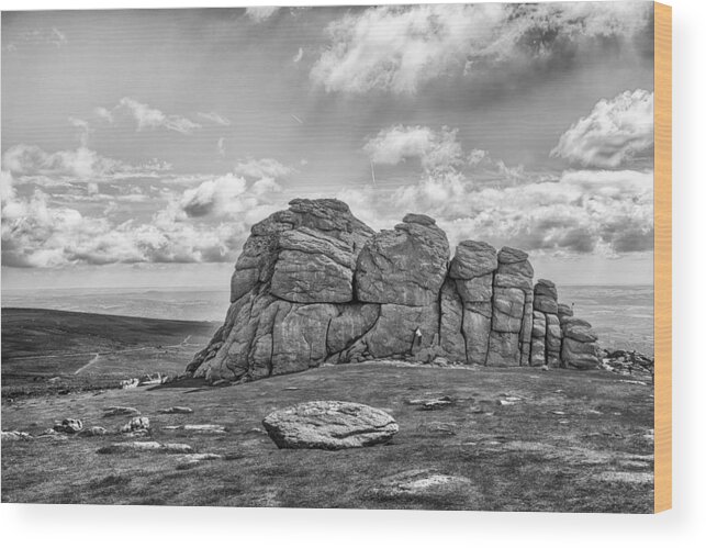 Rock Climbing Wood Print featuring the photograph Haytor Rock #2 by Howard Salmon