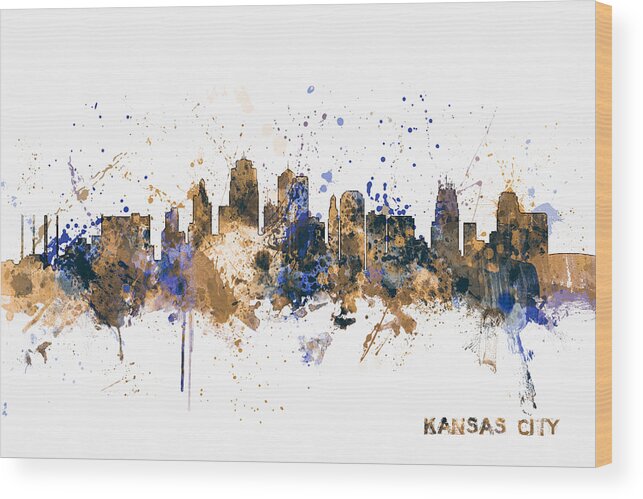 United States Wood Print featuring the digital art Kansas City Skyline by Michael Tompsett