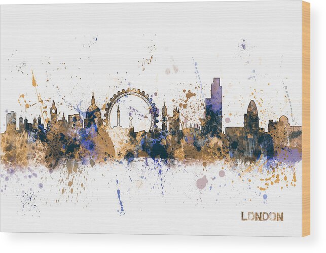 London Wood Print featuring the digital art London England Skyline #2 by Michael Tompsett