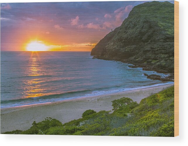 Cliffs Wood Print featuring the photograph Makapuu Sunrise 1 #2 by Leigh Anne Meeks