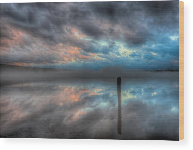 New England Wood Print featuring the photograph Melvin Bay Fog #3 by Brenda Jacobs