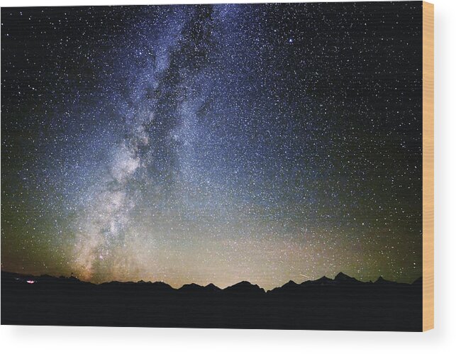 Milky Way Wood Print featuring the photograph Milky Way at the Tetons #2 by Jean Hutchison