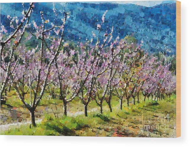 Orchard Wood Print featuring the digital art Orchard view #2 by Fran Woods