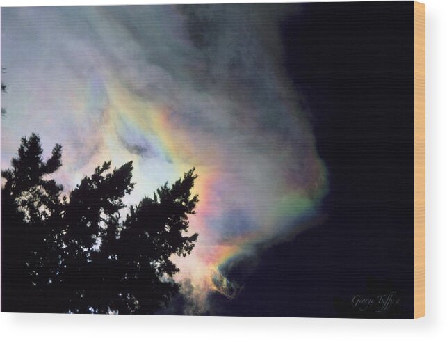 Rainbowcloud Winter Tree Nature Colorado Rocky Mountains Zen Simple Wood Print featuring the photograph Rainbow cloud #1 by George Tuffy