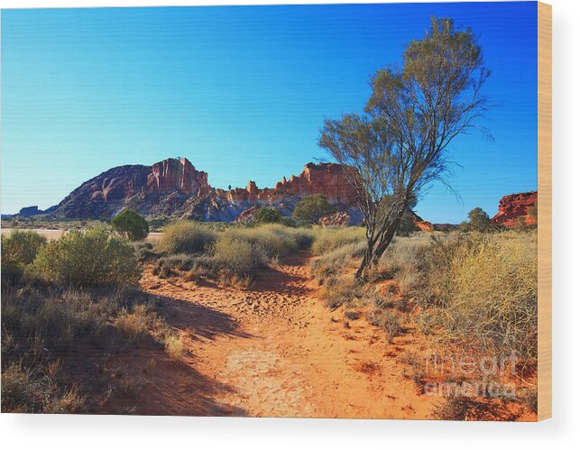 Rainbow Valley Sunrise Outback Landscape Central Australia Water Hole Northern Territory Australian Clay Pan Wood Print featuring the photograph Rainbow Valley #2 by Bill Robinson