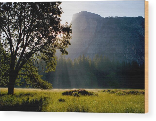 Yosemite Wood Print featuring the photograph Summer Sunrise In Yosemite Valley #2 by Her Arts Desire