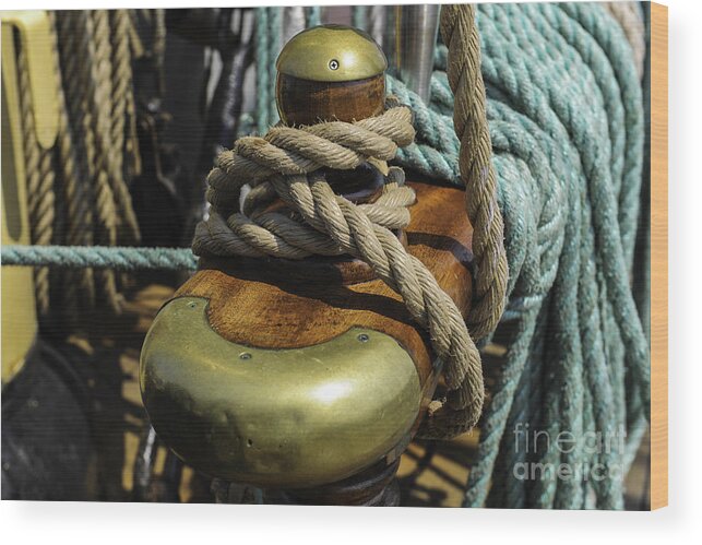 Tall Ship Wood Print featuring the photograph Tall Ship Rigging by Dale Powell