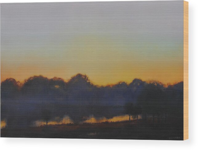Dusk Wood Print featuring the painting White Rock Lake Dusk SOLD by Cap Pannell