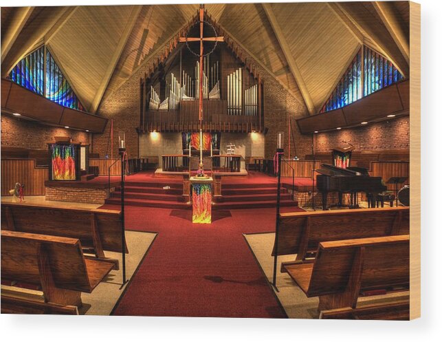 Woodlake Lutheran Church Wood Print featuring the photograph Woodlake Lutheran Church #2 by Amanda Stadther