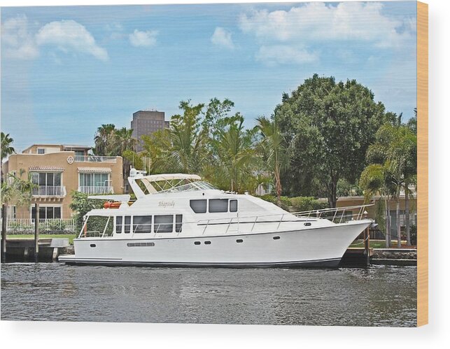 Luxury Yacht Artwork Wood Print featuring the photograph Luxury Yacht Artwork 03 by Carlos Diaz