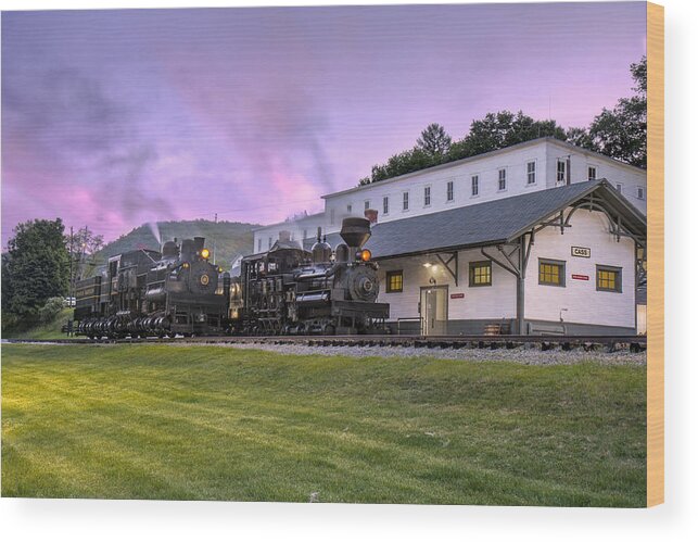 Sunset Wood Print featuring the photograph Cass Scenic Railroad #21 by Mary Almond