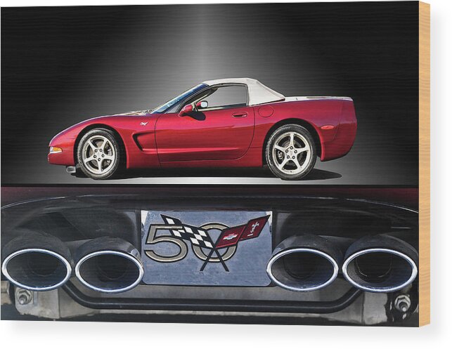 Auto Wood Print featuring the photograph 2002 Corvette 50th Anniversary Convertible II by Dave Koontz