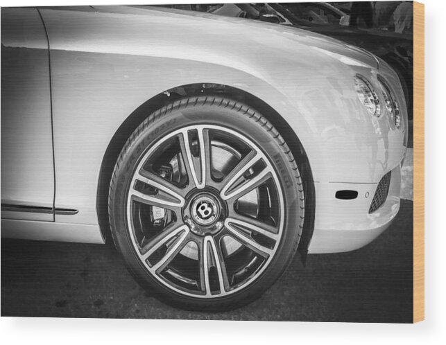 Bentley Cars Wood Print featuring the photograph 2012 Bentley Continental GTC V8 BW by Rich Franco