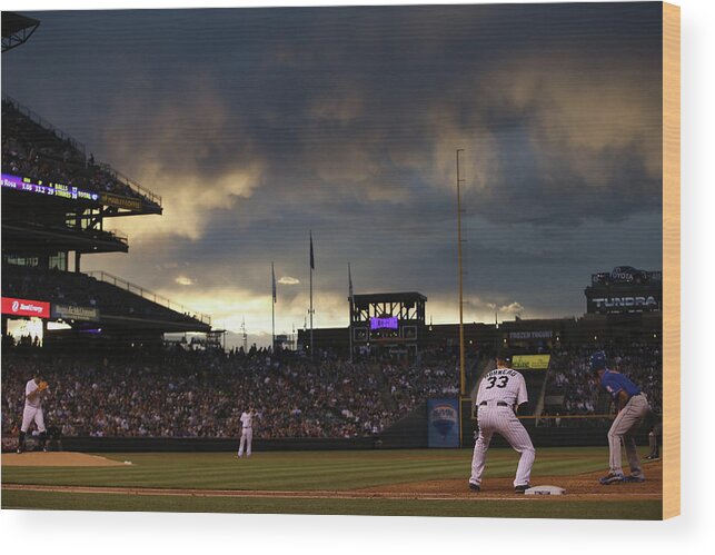 National League Baseball Wood Print featuring the photograph New York Mets V Colorado Rockies by Doug Pensinger