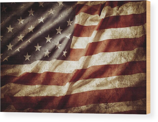 Flag Wood Print featuring the photograph American flag 53 by Les Cunliffe