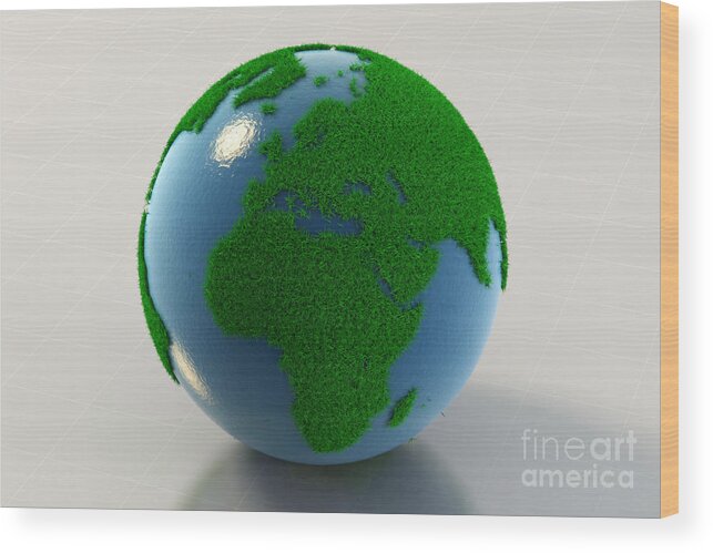 Globe Wood Print featuring the photograph A Greener Earth #3 by Science Picture Co