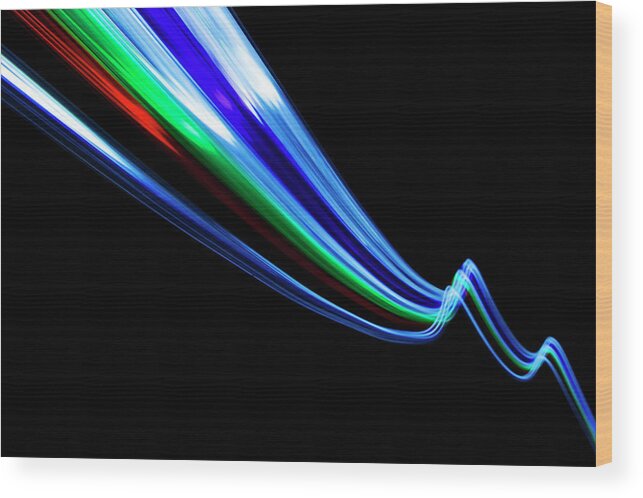 Black Background Wood Print featuring the photograph Abstract Light Trails And Streams #3 by John Rensten