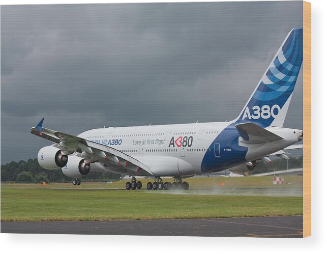 Airbus A380 Wood Print featuring the photograph Airbus A380 by Shirley Mitchell