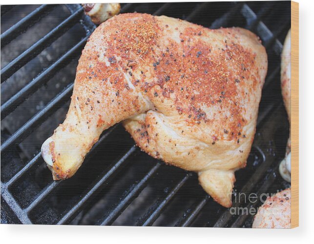 Poultry Wood Print featuring the photograph BBQ Chicken #3 by Henrik Lehnerer