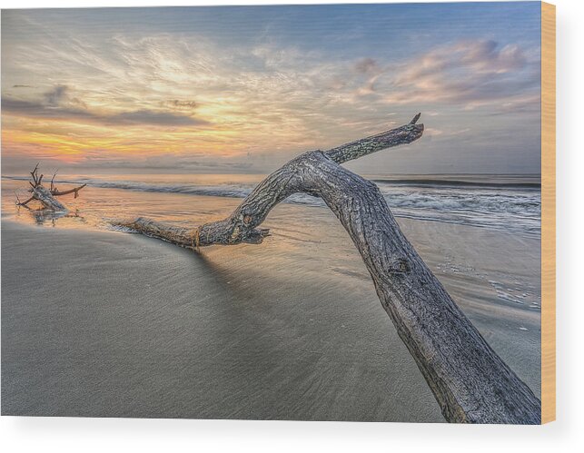 Abstract Wood Print featuring the photograph Bough in Ocean by Peter Lakomy