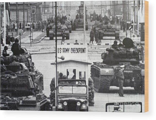 Checkpoint Charlie Wood Print featuring the photograph Checkpoint Charlie #3 by David Lichtneker