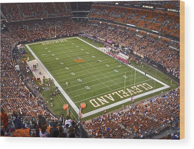 Cleveland Wood Print featuring the photograph Cleveland Browns Stadium by Frozen in Time Fine Art Photography
