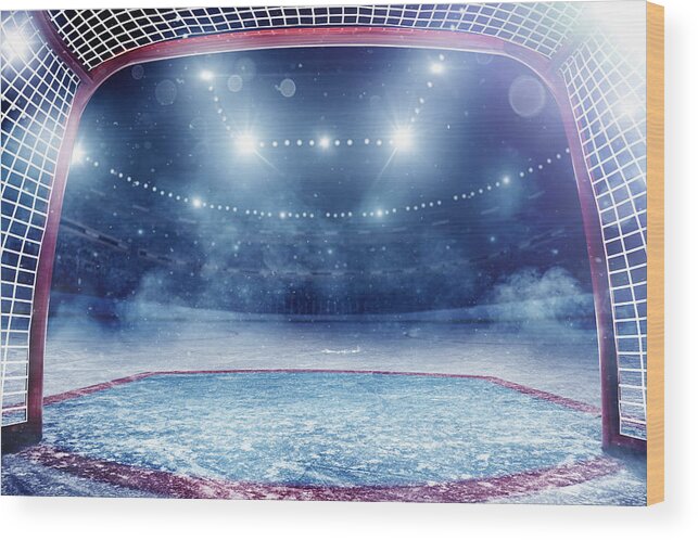 Recreational Pursuit Wood Print featuring the photograph Dramatic ice hockey arena #3 by Dmytro Aksonov