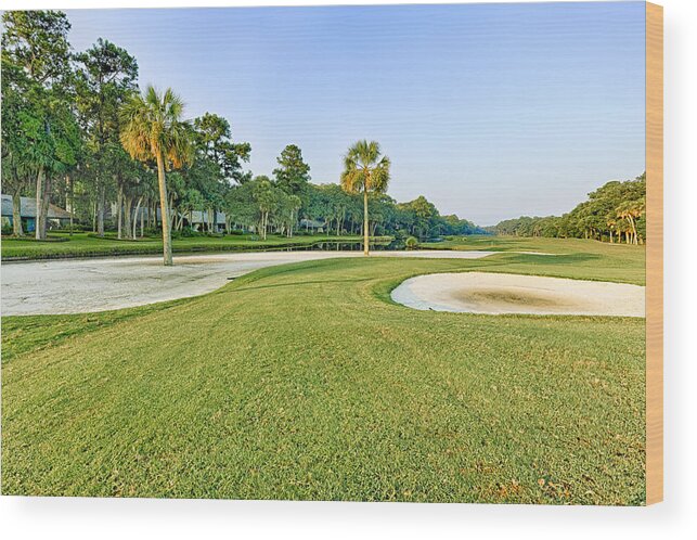 Abstract Wood Print featuring the photograph Golf Course by Peter Lakomy