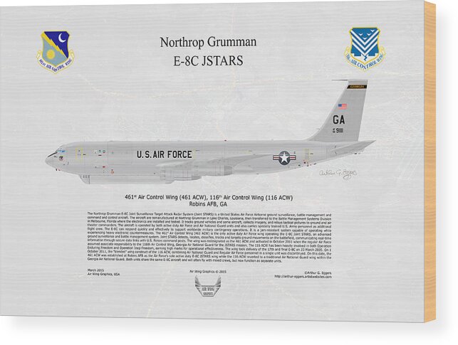 Northrop Grumman Wood Print featuring the digital art Northrop Grumman E-8C JSTARS #4 by Arthur Eggers