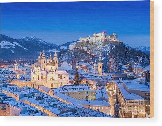 Blue Wood Print featuring the photograph Salzburg in winter #3 by JR Photography