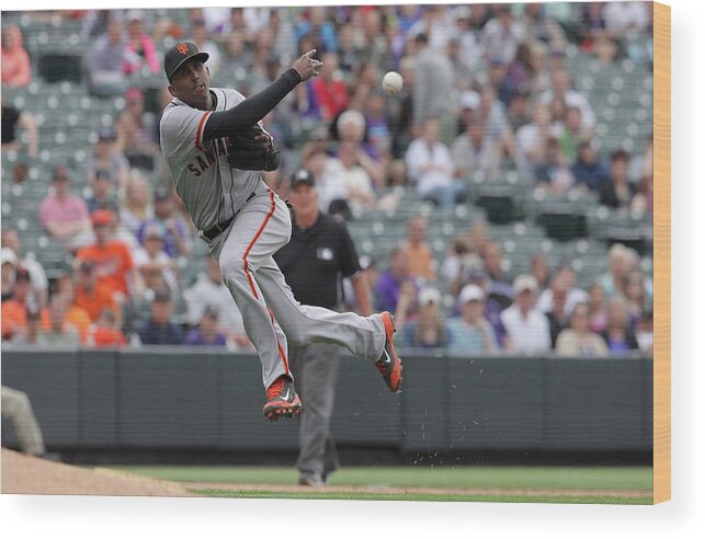 Ninth Inning Wood Print featuring the photograph San Francisco Giants V Colorado Rockies by Doug Pensinger