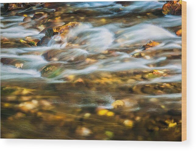 Stream Wood Print featuring the photograph Stream Fall Colors Great Smoky Mountains Painted #3 by Rich Franco