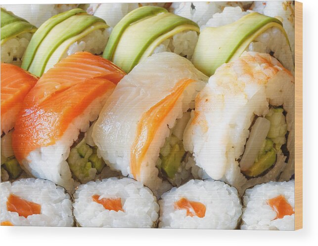 Appetizer Wood Print featuring the photograph Sushi by Peter Lakomy