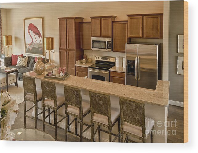 Kitchen. Model Home Wood Print featuring the photograph Winchester Virginia Townhome #3 by Lois Bryan