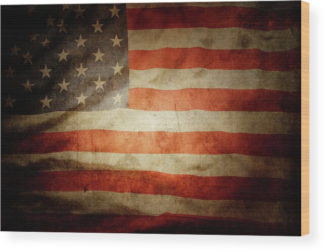 Flag Wood Print featuring the photograph Silky American flag No1 by Les Cunliffe